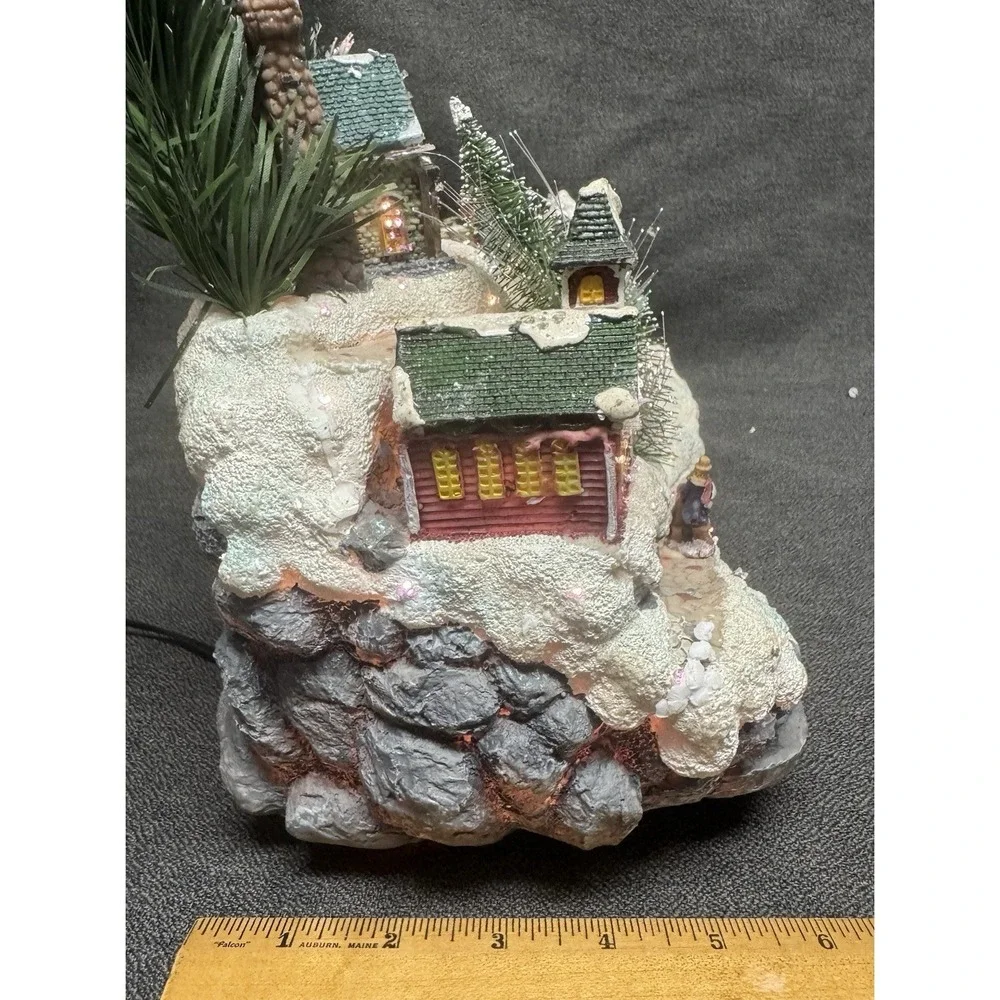 Vintage 2003 Avon Fiber  Optic Christmas Village Waterfall  Light Up Town